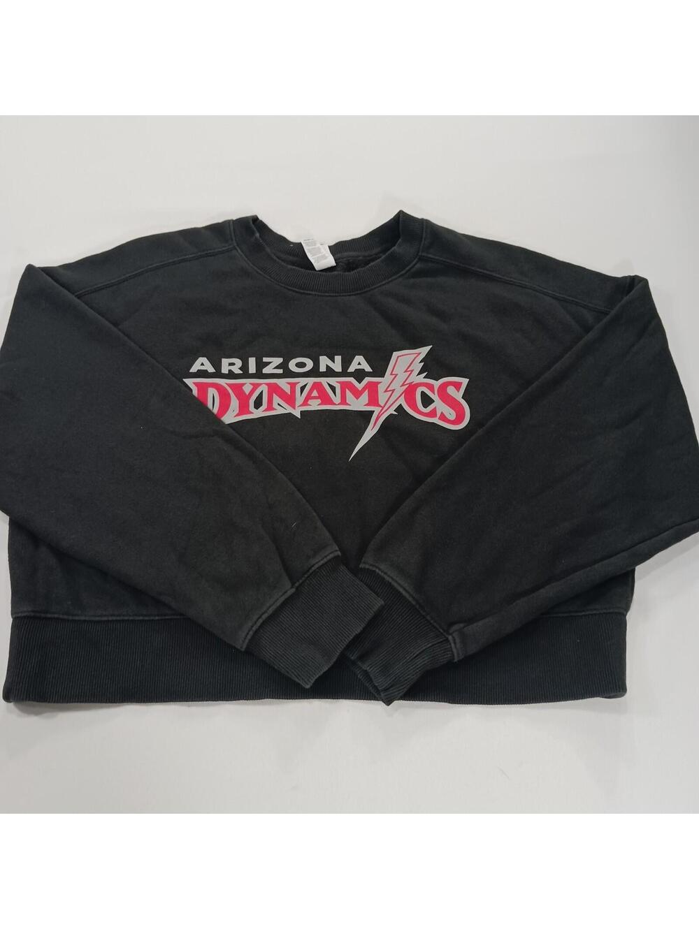 District Arizona Dynamics Women's Black Cotton Blend Cropped Sweatshirt Size L
